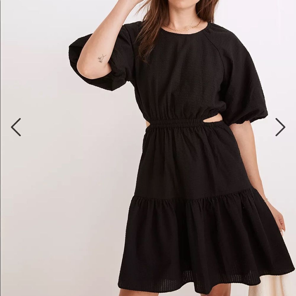 Madewell Seersucker Puff-Sleeve Cutout Mini Dress* - Picture 2 of 6